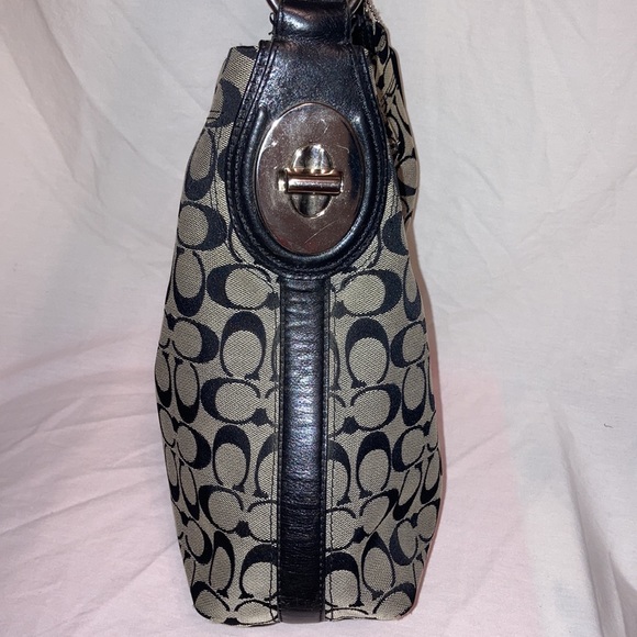 Classic Black Coach Signature C handbag • approx 12” x 14” - Picture 5 of 12